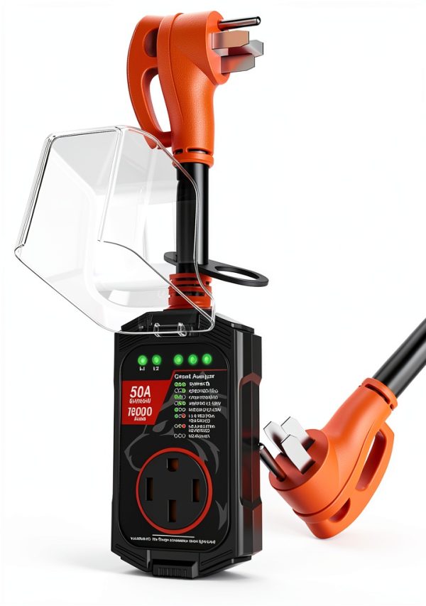 Vehiker 50Amp RV Surge Protector Waterproof Orange-0