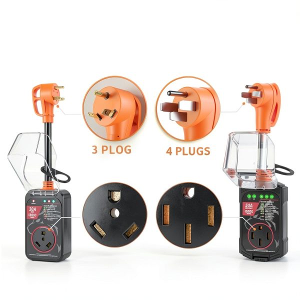 Vehiker 50Amp RV Surge Protector Waterproof Orange-3