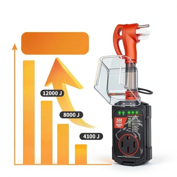 Vehiker 50Amp RV Surge Protector Waterproof Orange-1