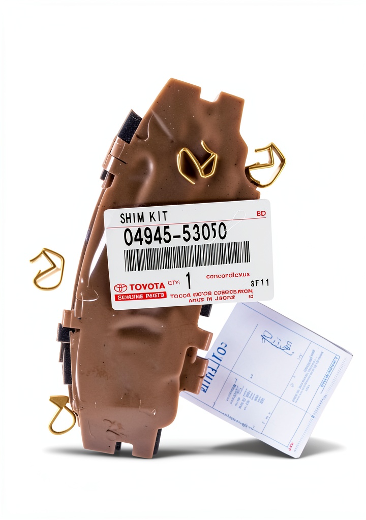 LEXUS rear brake pad shim installed on a vehicle brake assembly