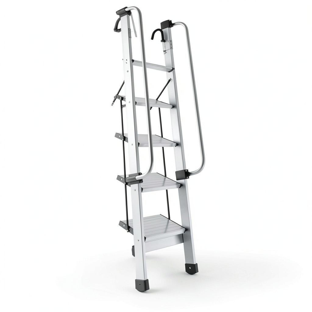 InnaMall 5‑Step Aluminum Ladder folded and ready for storage
