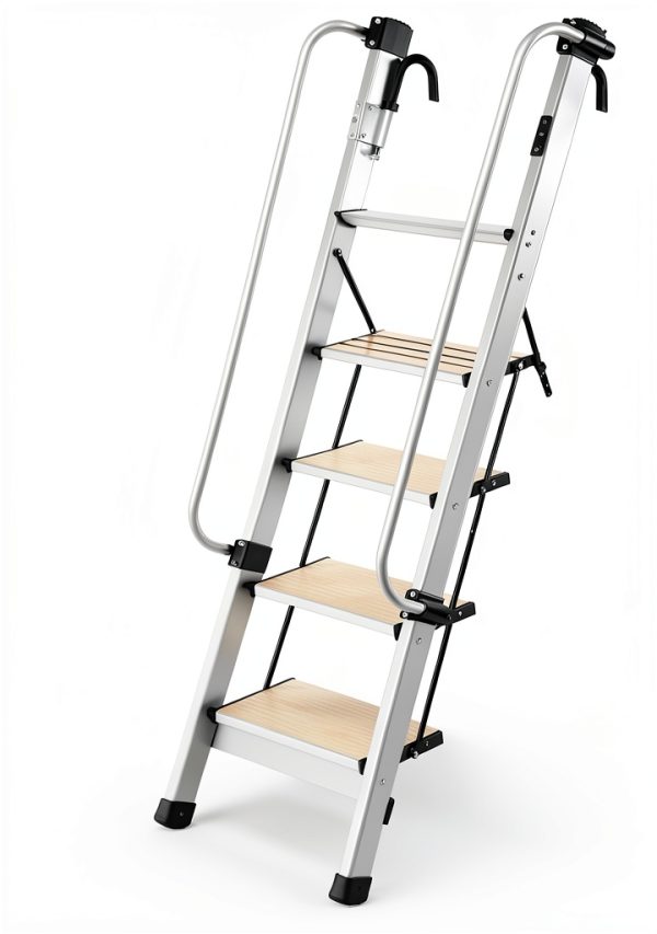 InnaMall 5‑Step Aluminum Ladder Adjustable Home-8
