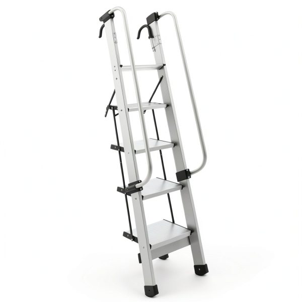 InnaMall 5‑Step Aluminum Ladder Adjustable Home-7