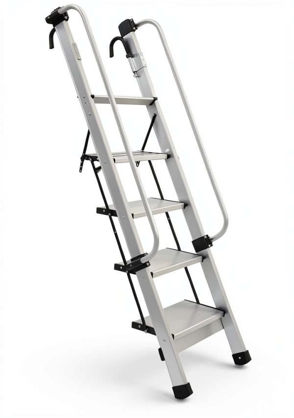InnaMall 5‑Step Aluminum Ladder Adjustable Home-1