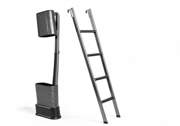 OUTPRIZE Steel RV Bunk Ladder 52in Black Portable 5‑Step Heavy Duty-2