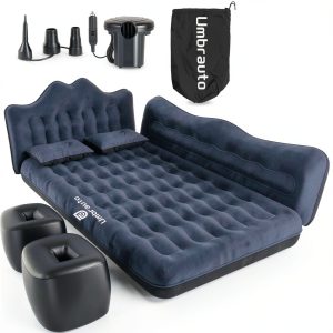 Umbrauto Car Air Mattress Black 5.5‑6.5ft Truck with Built‑in Pump-0