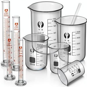 Feekoon 10‑Piece Glass Measuring Beaker Set Borosilicate Cylinders-0