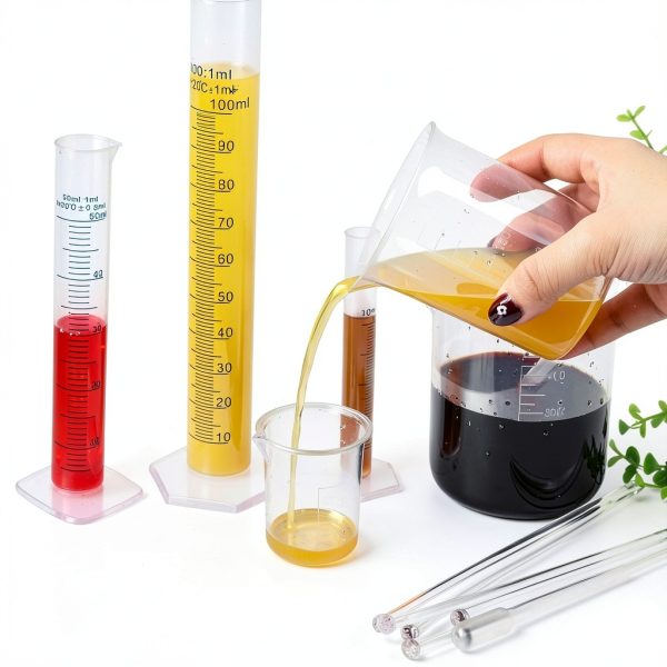 Graduated Cylinders Set 23Pcs - 6 Clear Plastic Cylinders 25-1000ml, 4-6