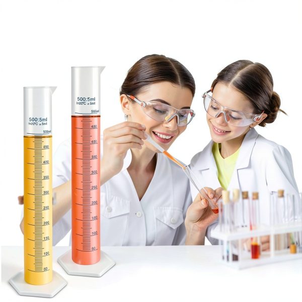 4 Packs 500ml Plastic Graduated Cylinder Akamino Blue Lab Set-5