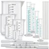 Graduated Cylinders Set 23Pcs - 6 Clear Plastic Cylinders 25-1000ml, 4-0