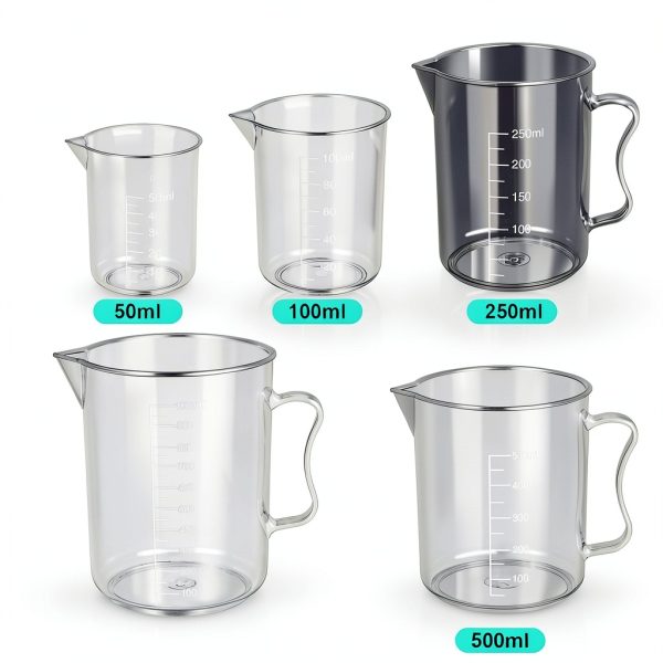 Teenitor Graduated Cylinder Plastic Beaker, 5pcs Plastic Graduated Cylinder 10ml 25ml 50ml 100ml 250ml and 5pcs Plastic Beakers 50ml 100ml 250ml 500ml1000ml Clear 10pcs-1
