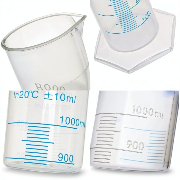 Bekith 4 Pack 1000ml Plastic Graduated Cylinder Base Double Scale-2