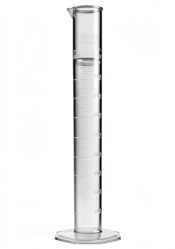 EISCO Plastic Graduated Cylinder, 100ml - Scientific Measuring Cylinder with Extra Stable Base - Polypropylene Plastic - Laboratory Quality, Autoclavable-0