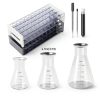 Baderke 40 Pcs Plastic Test Tubes with Rack 5 Graduated Cylinder 6 Beakers 3 Erlenmeyer Flask 10 Plastic Transfer Pipette for Lab Party DIY-3