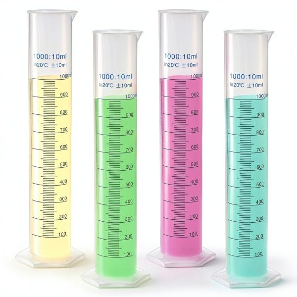 Bekith 4 Pack 1000ml Plastic Graduated Cylinder Base Double Scale-0