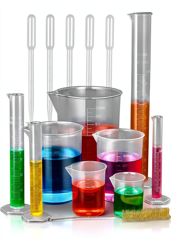 Plastic Graduated Cylinders by moveland 15 Piece Lab Kit with Beakers-0